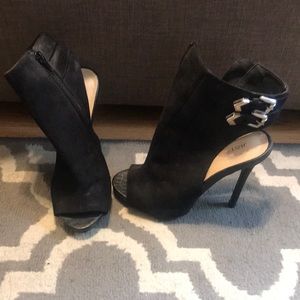 Black open toe booties